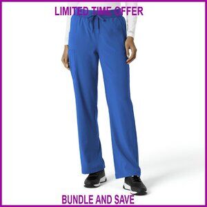 Women's Boot Cut Scrub Pants with Elastic Waist & Pockets